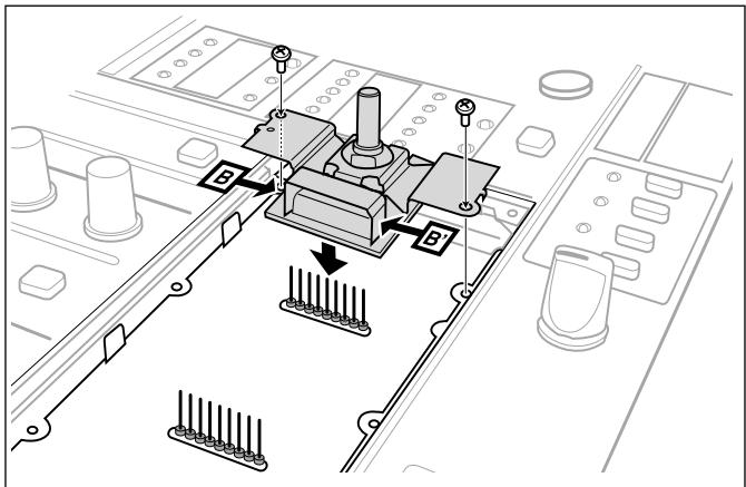 PIONEER DJC-3000RV - Insérez les unités de variateur de type rotatif sur les connecteurs et serrez les (2) vis d'installation. (*) - 1