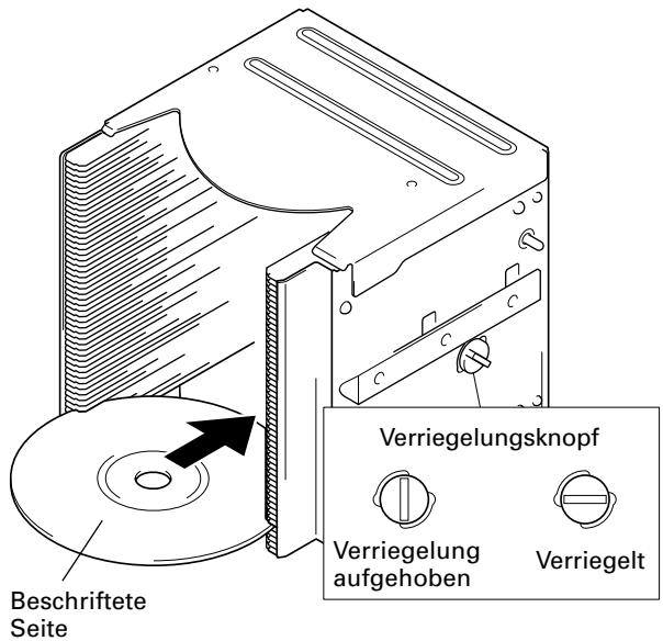 PIONEER DRM-7000 - Setzen Sie Discs in ein Standard-50-Disc-Magazin ein, und setzen Sie das Magazin in den Wechsler ein. - 1