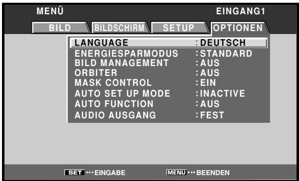 PIONEER PDA-5004 - Betätigen Sie / zur Wahl von [OPTIONEN]. - 1
