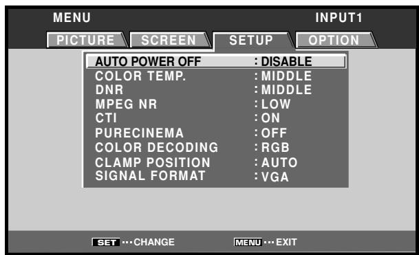 PIONEER PDA-5004 - Use the / buttons to select [SETUP]. - 1