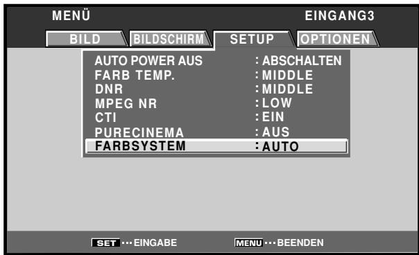 PIONEER PDA-5004 - Betätigen Sie / zur Wahl von [FARBSYSTEM]. - 1