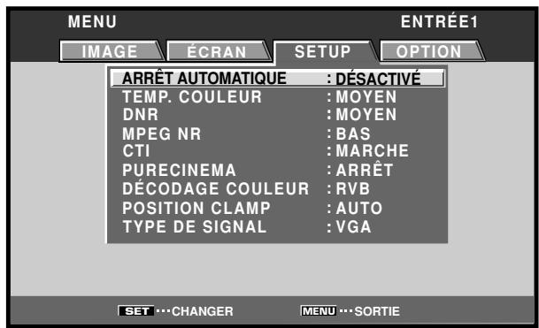 PIONEER PDA-5004 - Utilisez les touches / pourCHOISIR [SETUP]. - 1