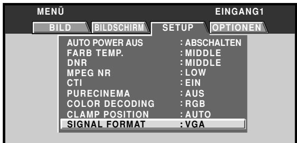 PIONEER PDA-5004 - Betätigen Sie / zur Wahl von [SIGNAL FORAMT] und drücken Sie dann SET. - 1
