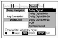 PIONEER PDV-LC20 - Select the digital audio formats the connected AV amplifier is compatible with. - 1