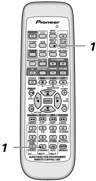 PIONEER VSX-C300(-S) - Tenendo premuto il tasto REMOTE SETUP premere e tenere premuto il tasto STANDARD per tre secondi. - 1