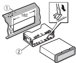 PIONEER DEH-1300MP - Insert the mounting sleeve into the dashboard. - 1