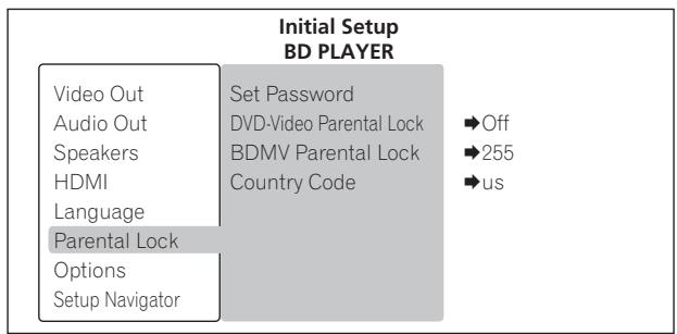 PIONEER LX01BD - Sélectionnez et validez Parental Lock. - 2
