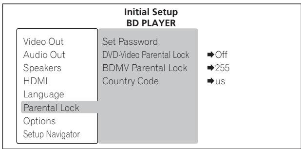 PIONEER LX01BD - Sélectionnez et validez Parental Lock. - 2