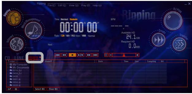 PIONEER SVJ-DL01 - Click [File] and then click [Ripping] - [Wave]. - 1