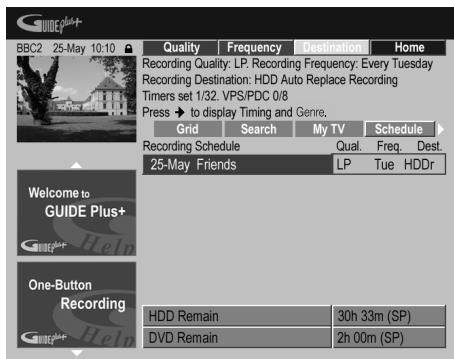 PIONEER SX-SW505HX (RCS-656HX) - Press YELLOW Action button (Destination) to select the recording destination. - 1