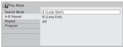 PIONEER SX-SW505HX (RCS-656HX) - Enter With 'A (Loop Start)' highlighted, press at the point you want the loop to start. - 1