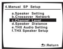 PIONEER VSX-1017AV-S - Select 'Channel Level' from the Manual SP Setup menu. - 1
