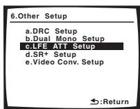 PIONEER VSX-1017AV-S - Select 'LFE ATT Setup' from the Other Setup menu. - 1