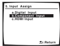 PIONEER VSX-1017AV-S - Select 'Component Input' from the Input Assign menu. - 1