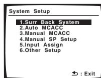 PIONEER VSX-1017AV-S - Select 'Surr Back System' from the System Setup menu. - 1