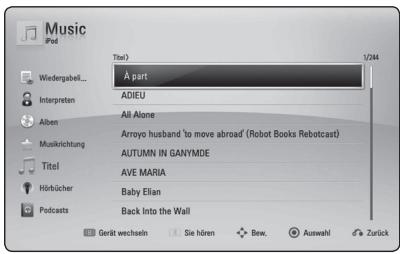 PIONEER BCS-717 - iPod-Inhalte auf dem Bildschirm anzeigen - 1