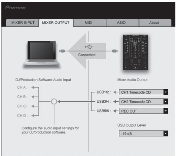 PIONEER DJM-T1 - Click the [MIXER OUTPUT] tab. - 1