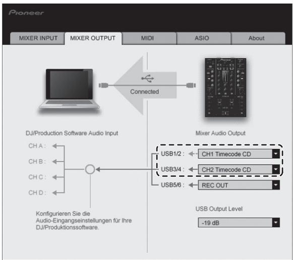 PIONEER DJM-T1 - Klicken Sie das Pulldown-MENU [Mixer Audio Output]. - 1