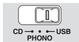 PIONEER DJM-T1 - Schalten Sie den [CD, PHONO, USB]-Eingangswahl-Schalter um. - 1