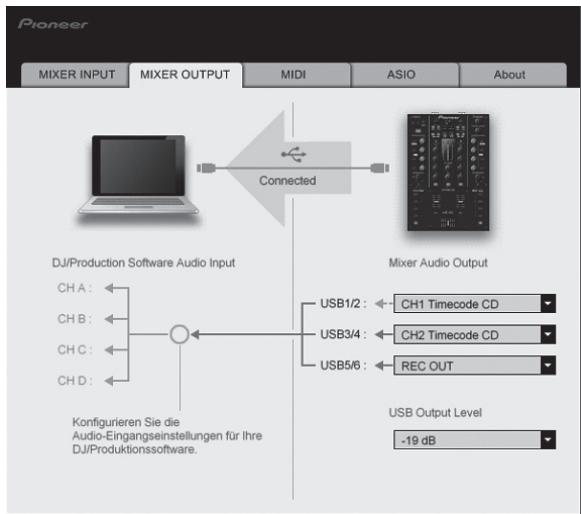 PIONEER DJM-T1 - Klicken Sie auf das Register [MIXER OUTPUT]. - 1