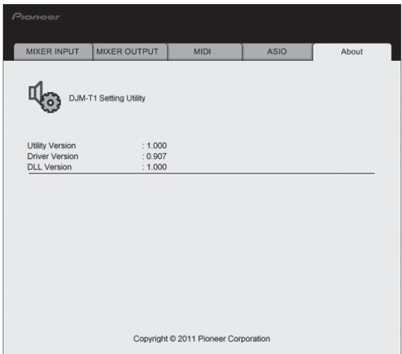 PIONEER DJM-T1 - Click the [About] tab. - 1