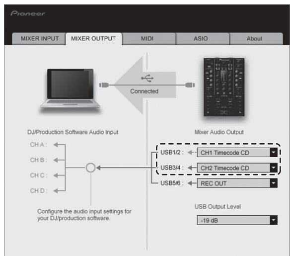 PIONEER DJM-T1 - Click the [Mixer Audio Output] pull-down menu. - 1