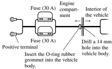 PIONEER GM-3300T - Pass the battery wire from the engine compartment to the interior of the vehicle. - 1
