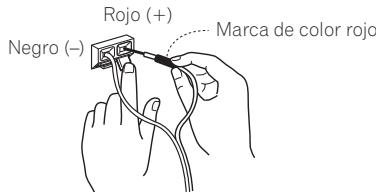 PIONEER HTP-SL050 - Conecte un extremo del cable de altovoz suministrado al panel posterior de cada altovoz. - 1