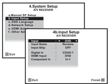 PIONEER VSX-1021 - Select 'Input Setup' from the System Setup menu. - 1