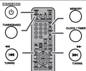 STANDBY/ON TUNER(BAND) TUNING MEMORY CLOCK / TIMER TUNING