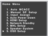PIONEER VSX-528-S - Select 'OSD Setup' from the Home Menu. - 1
