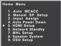 PIONEER VSX-528-S - Select 'HDMI Setup' from the Home Menu. - 1