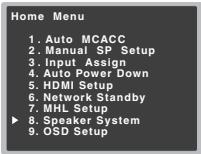 PIONEER VSX-528-S - Select 'Speaker System' from the Home Menu. - 1