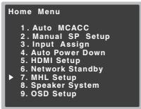 PIONEER VSX-528-S - Select 'MHL Setup' from the Home Menu. - 1