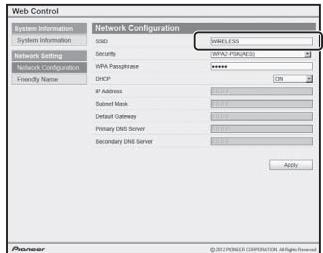 PIONEER XW-SMA4-K - If using a wireless LAN connection, input the router's SSID, then select the "Security" item set on the router. - 1
