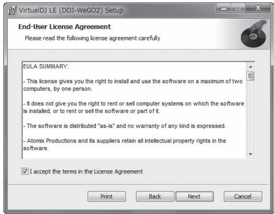 PIONEER DDJ-WEGO2 - Once the VIRTUAL DJ LE installer is launched, click [Next]. - 2
