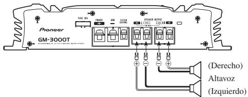 PIONEER GM-3000T - Conexión de los cables de altavoces - 1
