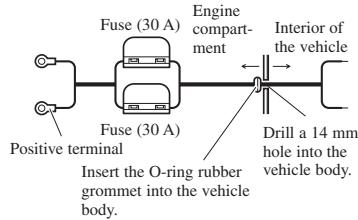 PIONEER GM-3000T - Pass the battery wire from the engine compartment to the interior of the vehicle. - 1