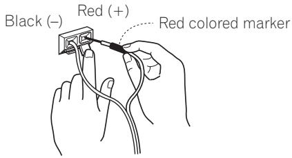 PIONEER HTP-073 - Attach one end of the supplied speaker cord to the rear of the each speaker. - 1
