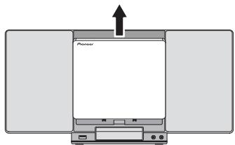 PIONEER X-SMC00 - À l'aide des deux mains, faites glisser le panneau interchangeable vers le haut pour le déposer. - 2