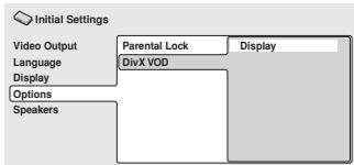 PIONEER XV-DV240 - Select 'Options', then 'DivX VOD'. - 1