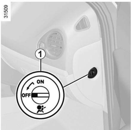RENAULT CLIO 3 2012 - CHILD SAFETY: deactivating/activating the front passenger air bag (1/3) - 1
