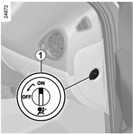 RENAULT CLIO 3 2012 - CHILD SAFETY: deactivating/activating the front passenger air bag (3/3) - 1