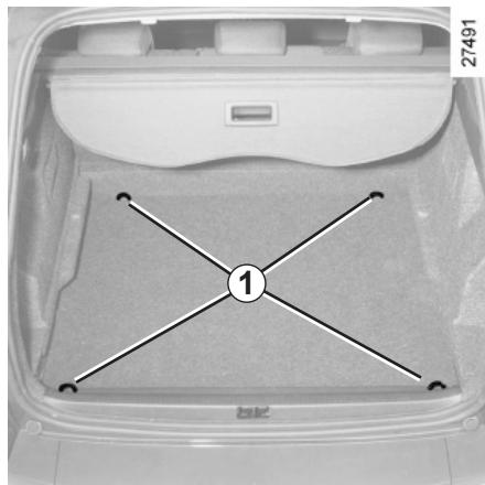 RENAULT CLIO 3 2012 - Locations for anchorage rings 1 - 1
