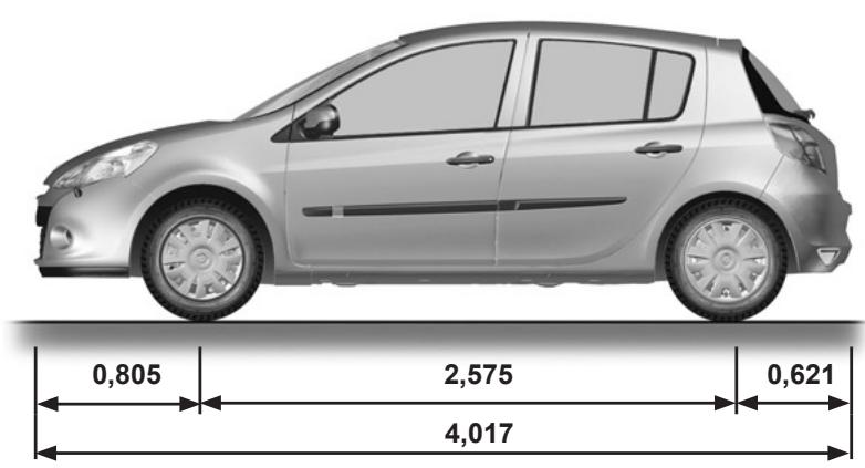 RENAULT CLIO 3 2012 - DIMENSIONS (in metres) (1/2) - 1