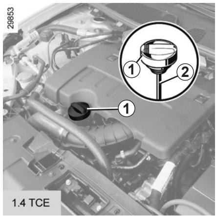 RENAULT MEGANE 3 2011 - ENGINE OIL LEVEL: topping up/filling (1/2) - 1
