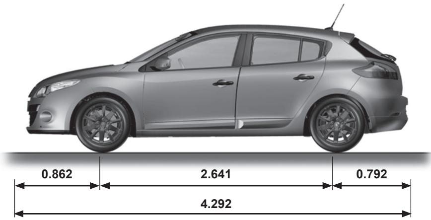 RENAULT MEGANE 3 2011 - DIMENSIONS (in metres) (2/3) - 1
