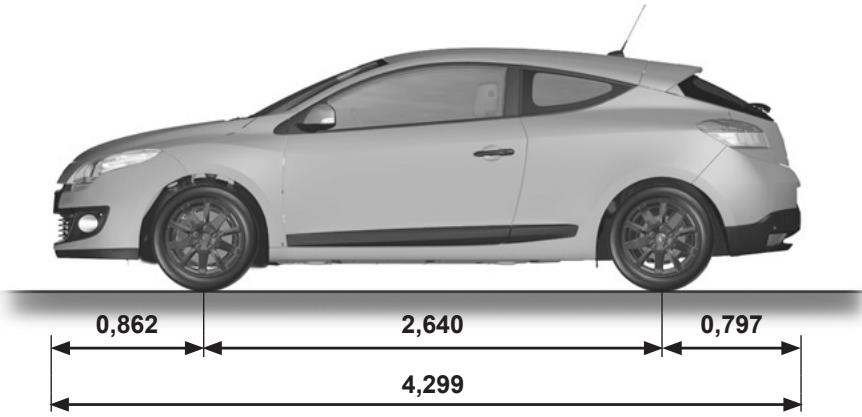 RENAULT MEGANE 3 2012 - DIMENSIONS (en metres) (1/3) - 1