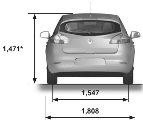 RENAULT MEGANE 3 2012 - DIMENSIONS (en metres) (2/3) - 3