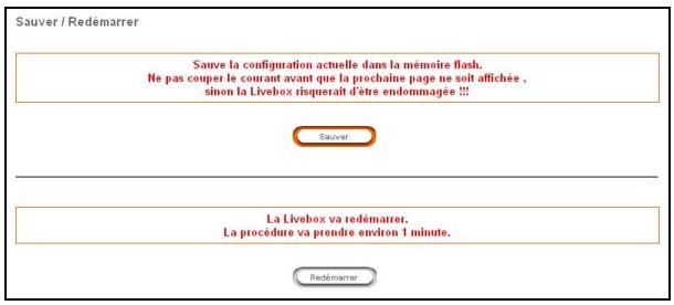 SAGEM LIVEBOX - Sauver / Redémarrer - 1